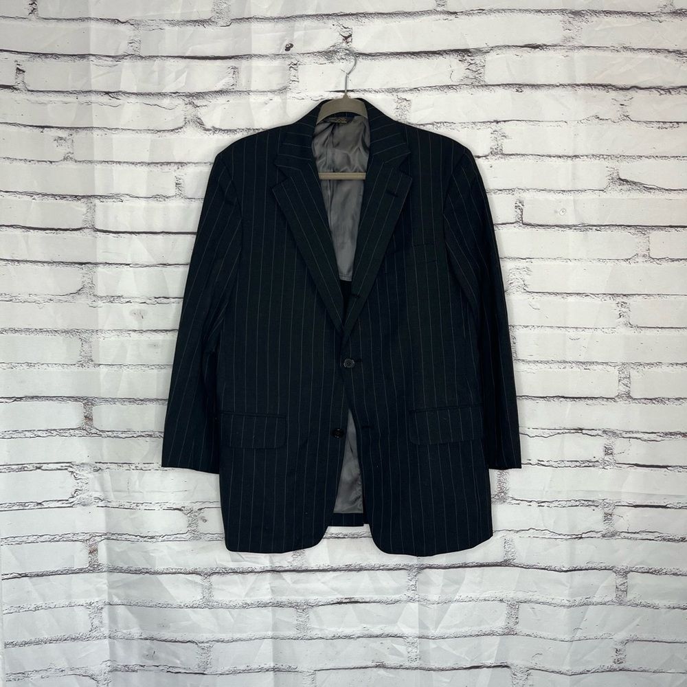 J. Press 100% Pure Wool Blazer 36R Black White Pinstripe Ivy League Canada